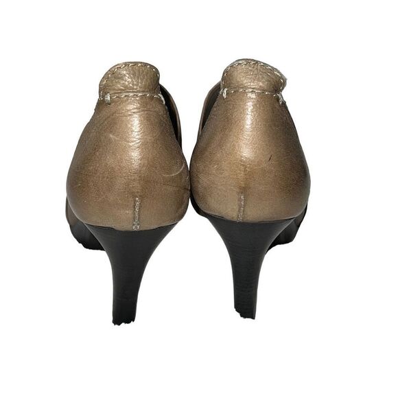 7 For All Mankind Tan Leather Peep Toe D'Orsay Pump Size 6.5 - Picture 4 of 5